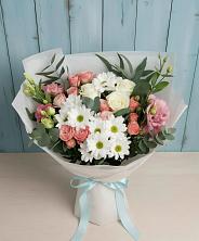 Букет цветов из:  Розы, Лизиантусы и Хризантемы в Иваново
