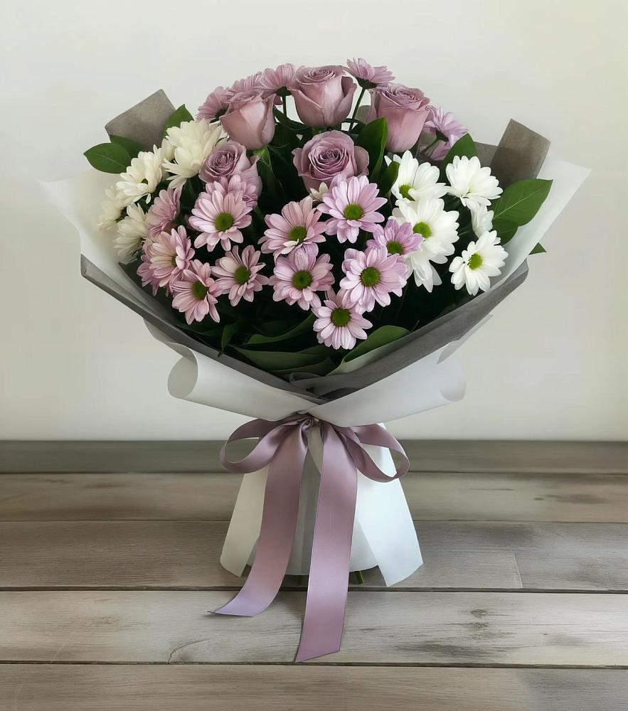 Букет цветов из: Хризантемы и Розы в Иваново