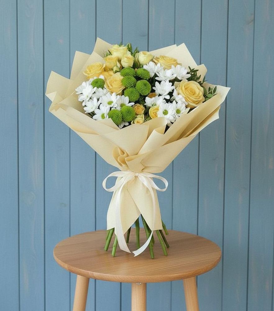 Букет цветов из: Хризантемы и Розы в Иваново