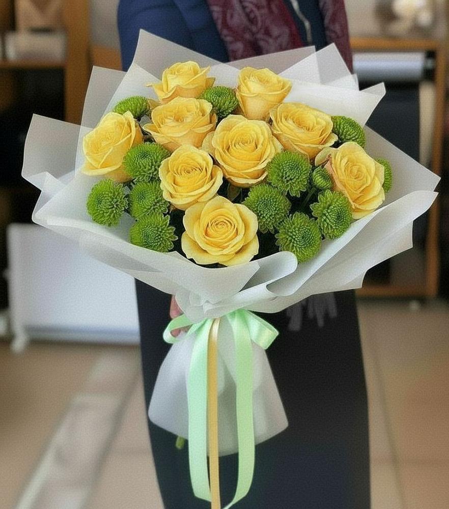 Букет цветов из: Хризантемы и Розы в Иваново