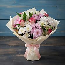 Букет цветов из:  Хризантемы, Альстромерии и Розы в Иваново