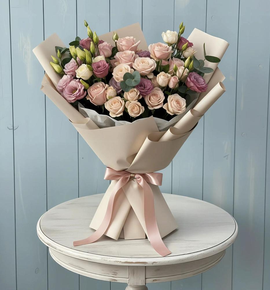 Букет цветов из: Розы и Лизиантусы в Иваново