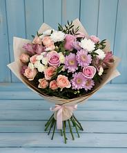 Букет цветов из:  Хризантемы, Розы и Альстромерии в Иваново