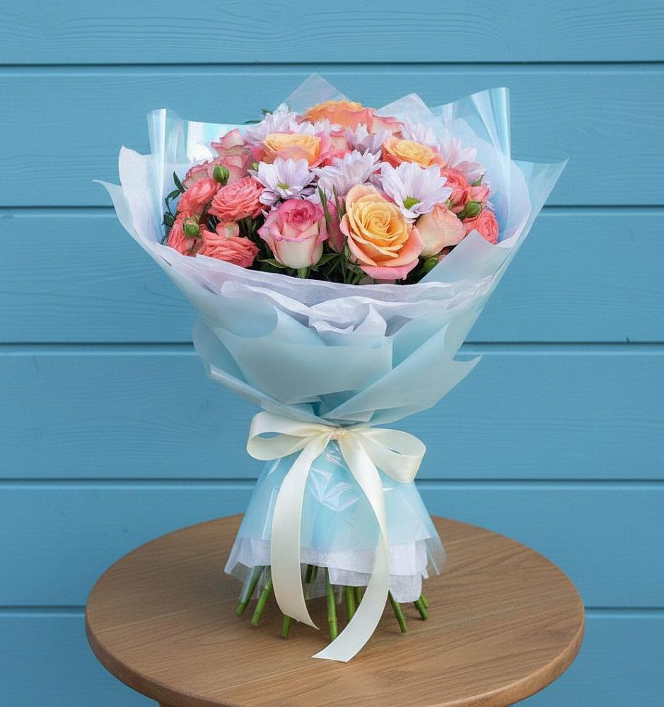 Букет цветов из: Хризантемы и Розы в Иваново