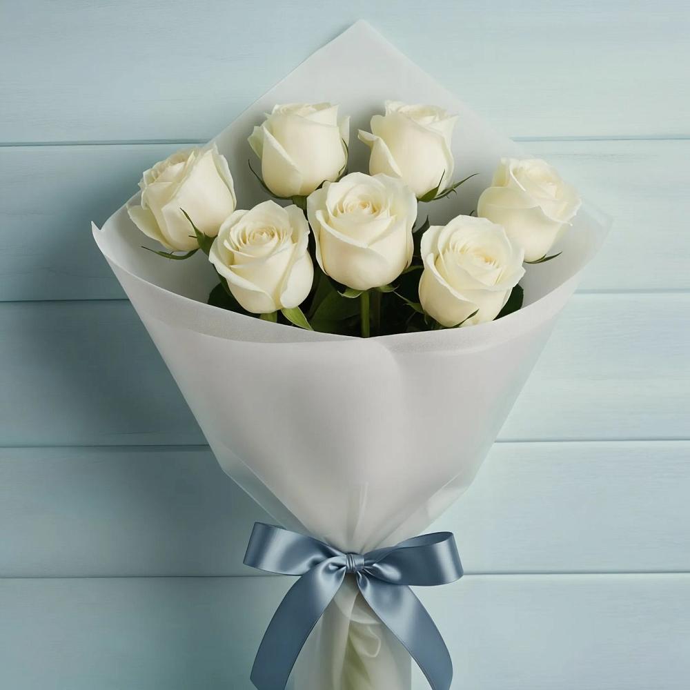 Букет 7 Белых роз Эдлесс Лав в Иваново